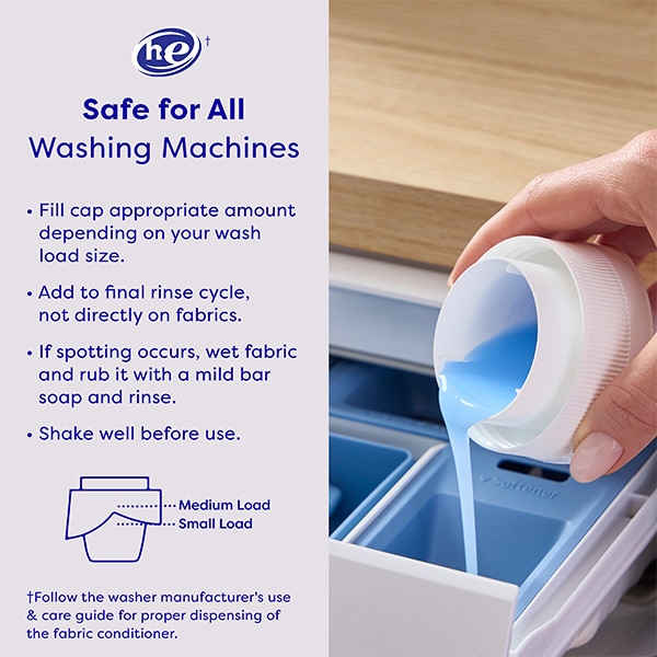 Pour Suavitel fabric conditioner into washing machine drawer, safe for all machines.