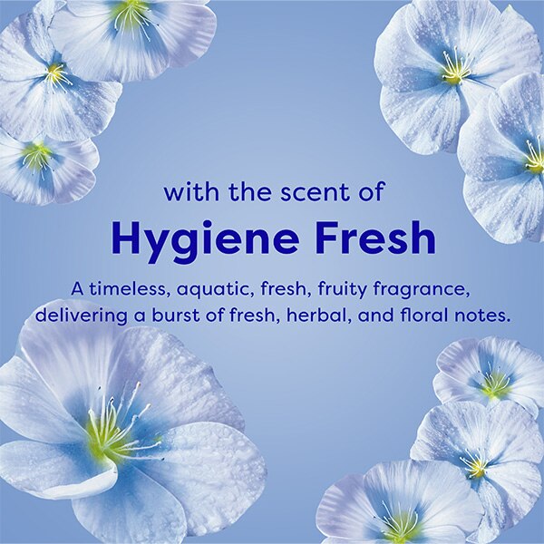 Suavitel Hygiene Fresh fabric softener bottle with stacked towels and "45 Days of Fresh" text 