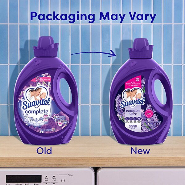 Comparison of old and new Suavitel soothing fabric softener packaging design. Comparison of old and new Suavitel soothing fabric softener packaging design.